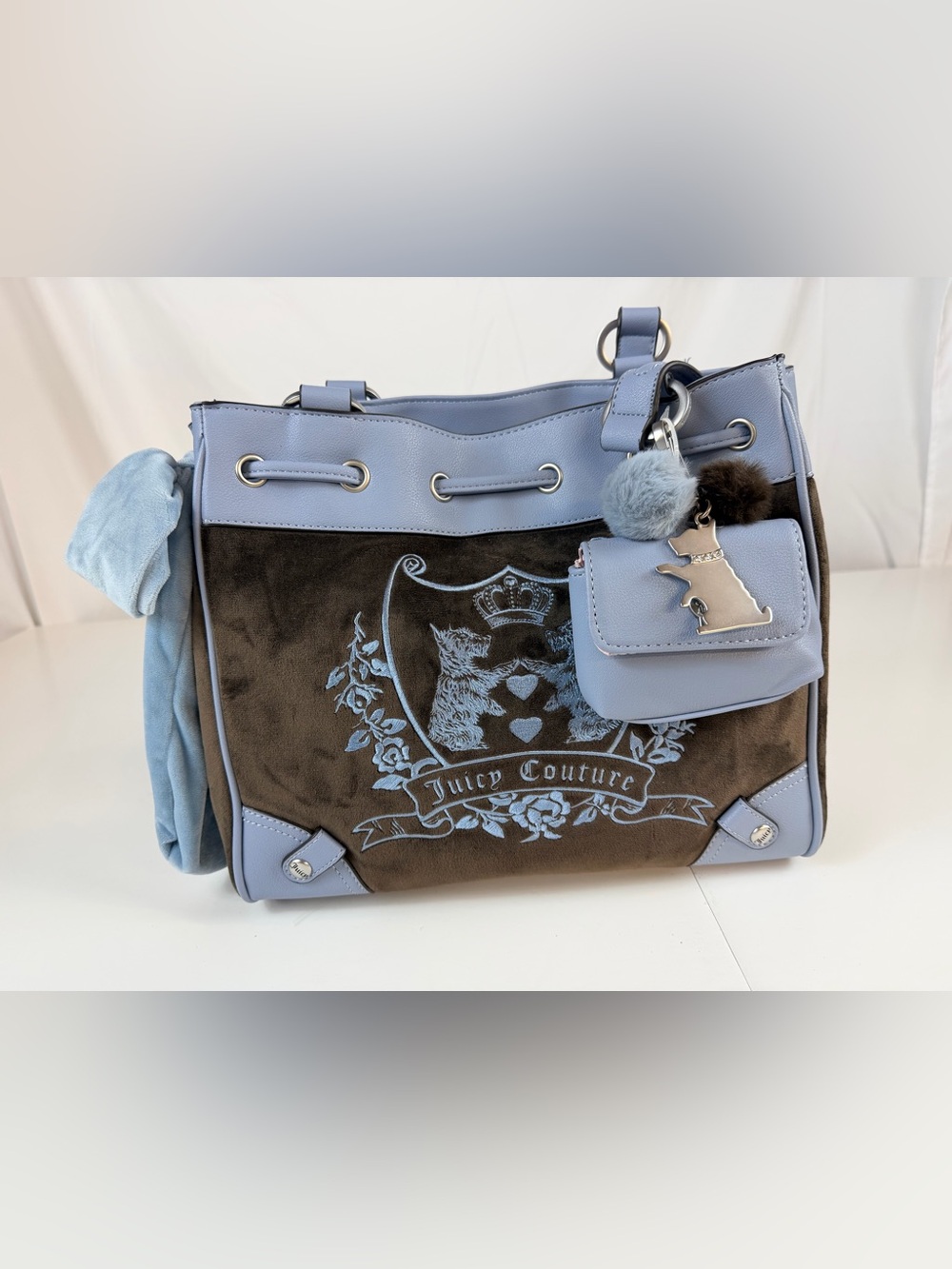Juicy Couture New Lover Chapter Tote chocolate & blue Suede NWT Y2K